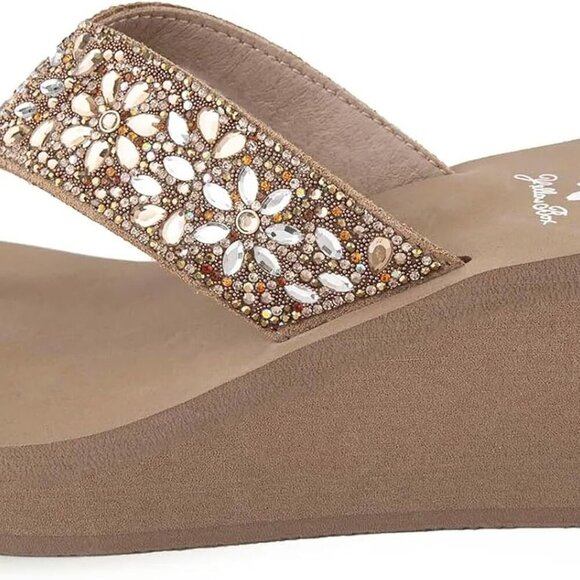 Women's Leather Wedge Sandal 2.5 Inch Heel Platform Flip-Flop Casual Comfort - Picture 1 of 6